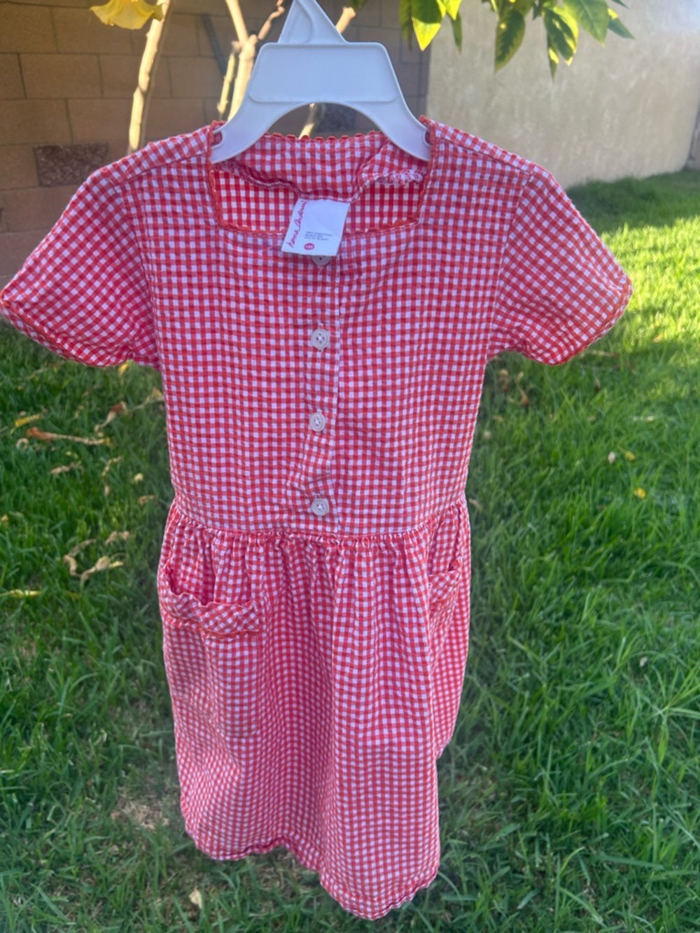 Hanna Andersson VTG Red Gingham Button-Front Girls Dress